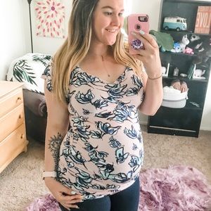 Motherhood Maternity Rouched Floral Top